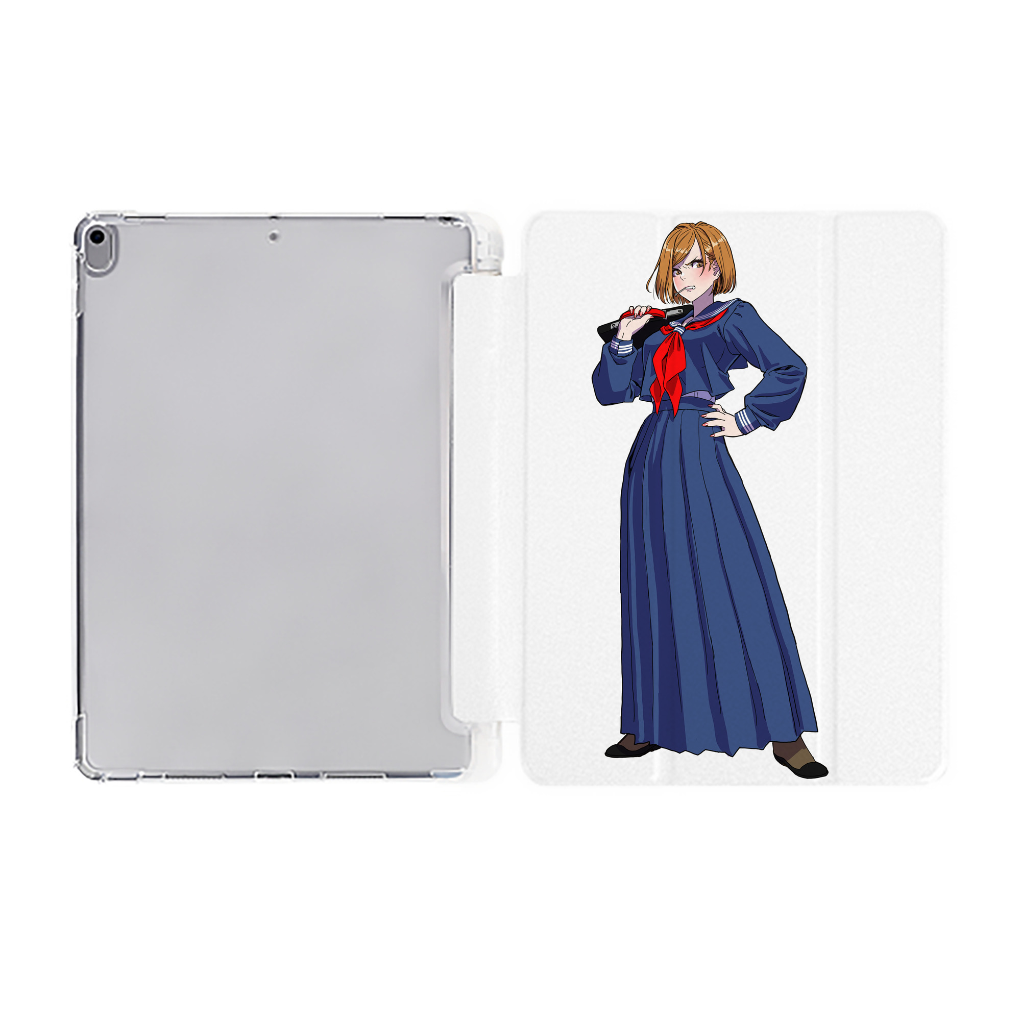 （画像用） 呪術廻戦 Jujutsu Kaisen IPad ケース ペン収納付き 三つ折りスタンド PUレザー×シリコン 対応機種9.5/10.5/10.9インチ